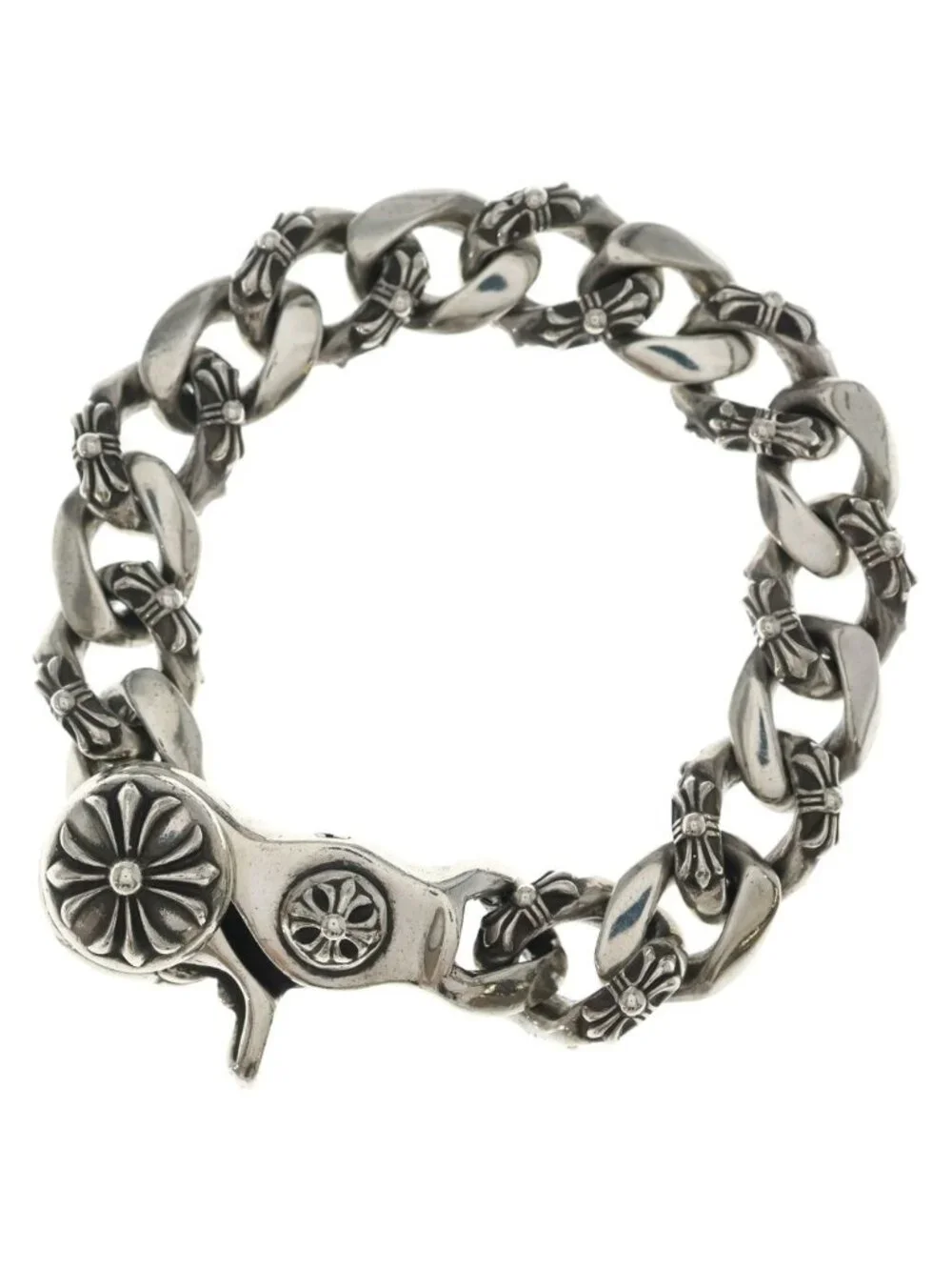 Chrome Hearts Fncy Chn Lnk Fancy Link Clip Bracelet 15 Links Silver
